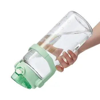 Sport vizes palack szívószállal 1800ml nagy kapacitású vizes palack csésze fedéllel Újrafelhasználható hordozható szívószál vizes palack tizenévesek számára