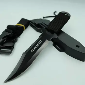 Vadászkés Rögzített pengéjű penge 440C acél markolat Egyenes kések Kemping taktikai kés Zseb Túlélő kés Szerszámok hüvelyzel
