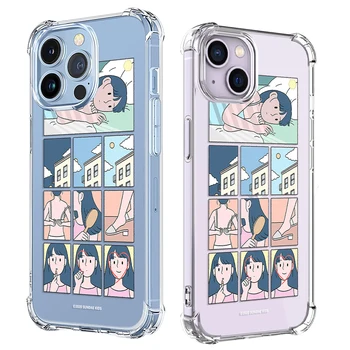  Girls Daily Phone Case iPhone 15 14 13 12 11 Pro X XS XR Max 7 8 Plus SE 2 3 Mini puha átlátszó TPU ütésálló hátlap