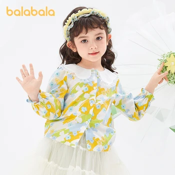 Balabala kisgyermek 2023 lány ing tavaszi ruha tavaszi felső hajtókás ing édes kényelmes divatos teljes nyomat