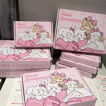 Új Kawaii Aranyos Mikko doboz csomagolás Születésnapi ajándékok doboz tároló Írószer csecsebecsék diák kényelmes ügyes ajándék lányoknak