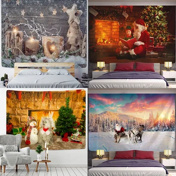 Testreszabható karácsonyi fal Függő lakberendezés Művészet Kárpit Pszichedelikus jelenetfa Bohém háttér 