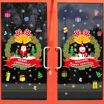 Karácsonyi sorozat fali matrica Kirakat kirakat üvegajtó matricák Karácsonyi jelenet elrendezés Mikulás koszorú tolóajtó matricák