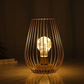 Arany gyertyatartó ketrec asztali lámpa Vezeték nélküli lámpa Elemes lámpa kerti esküvőkhöz Beltéri kültéri lakberendezés