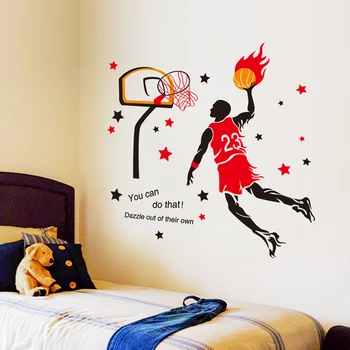 [SHIJUEHEZI] Kosárlabdázó Sport fali matricák DIY gyerekszobák Falmatricák tini hálószobás gyerekeknek Óvoda Lakásdekoráció