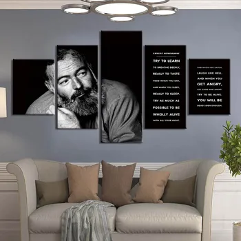 Vászon képek Wall Art poszter keret 5 darab Ernest Hemingway festmények Lakberendezés