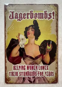 Jägerbombák segítik a nőket a színvonal csökkentésében plakett jel bár férfi barlang garázs 20x30cm