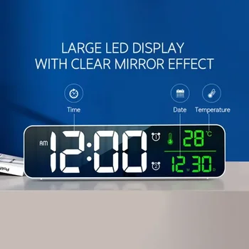Digitális óra óra elektronikus tükör szundi asztal varázsold gyönyörűvé USB asztali LED hálószobákhoz dekorációs órák ébresztő