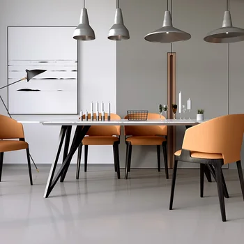 Márvány asztal és szék kombinációs étkezőasztal téglalap alakú étkezőasztal kis család északi egyszerű modern tömörfa étkezőfül