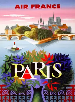 174 Párizs Franciaország Notre Dame Vintage légitársaság utazási hirdetés Selyem poszter Falfestmény Lakberendezés ajándék