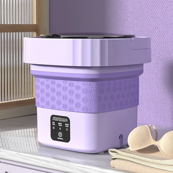 Hordozható összecsukható mosógép Zokni hordó centrifuga Mosógép Ruhák Mini fehérnemű mosógép dehidratációhoz