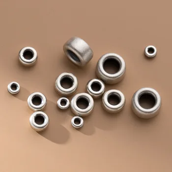 100% valódi sterling 925 ezüst átmenő lyukú szeptális gyöngyök charm buborék kör diy anyag kiegészítő karkötő nyaklánchoz