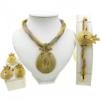 Divat ékszer szett Színes klasszikusok Nyaklánc karkötő Esküvői kiegészítők Női kerek fülbevaló gyűrű Ékszer születésnapi ajándék