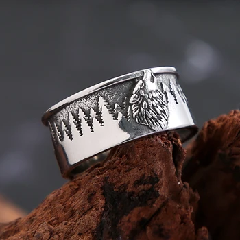 Kiváló minőségű egyszerű farkasfejgyűrűk erdei menő divattal Punk rozsdamentes acél gyűrű férfiaknak Nők Egyedi parti ékszer ajándékok