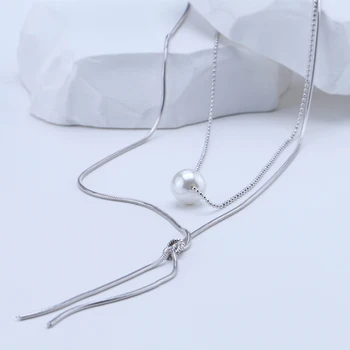 koreai egyszerű és népszerű ékszerek 925 sterling ezüst medál gyöngyház nyaklánc nőknek Valentin-napi ajándék Ékszerek