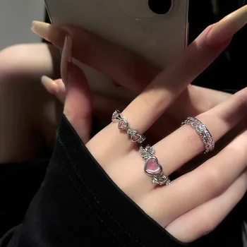 Fashion Heart vintage szerelmi gyűrűk nőknek Punk gótikus nyitott geometrikus ujjgyűrűk esküvői parti 2023 Trendy Girls ékszer ajándékok