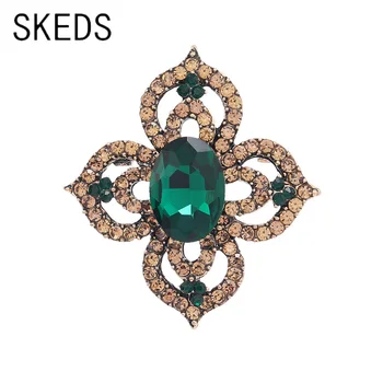 SKEDS Classic női strassz kereszt geometriai jelvények kitűzők vintage barokk fém design brossok női ruházat kabát ékszer kitűző