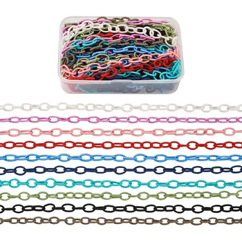 10szál vegyes színű ovális kézzel készített nylon kábelláncok hurokzsinór ékszerek DIY nyaklánc karkötő kiegészítők