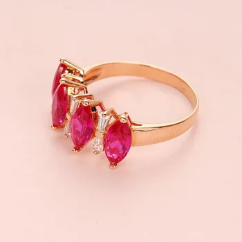 585 Lila arany lószem Piros drágakő gyűrű nőknek Romantikus kreatív Bevont 14K Rose Gold Kiváló minőségű íj design Engagement ékszerek