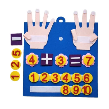 Gyerek Montessori játékok filc ujjszámok Matematikai játék A gyerekek számolják a kisgyermekek korai tanulását Az intelligencia 30 * 30cm