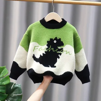 Téli fiú gyapjú lány dinoszaurusz pulóver gyermek ruhák koreai gyermekruházat őszi gyermek 2023 baba pulóver junior felső