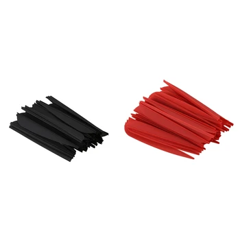 ELOS-nyilak lapátok 4 hüvelykes műanyag tollszárnyas DIY íjászathoz Nyilak 50 csomag (fekete) & 50 csomag (piros)