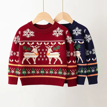 Új karácsony gyerekruházat divat kötött pulóver karácsonyi pulóver jávorszarvas pulóver uniszex gyermek izzadás