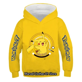 Gyerekek Pokemon kapucnis pulóver fiúknak Ruhák Kislányok ruházata pulóverek Pikachu pulóverek pulóverek Felsők Sonic kapucnis pulóverek Sportruházat