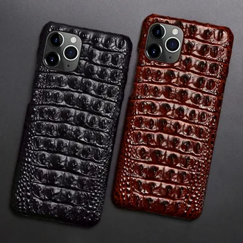 Valódi marhabőr bőr aligátor textúra tok Apple iPhone 13 12 Pro Max 11 XS X 8 3D krokodil hátsó bőr gabonapáncél borítóhoz