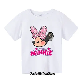 Family Matching póló gyerekeknek Minnie Mickey póló Fehér piros Apa Anya és gyerekek Miniso pólók Tops Family Photography póló