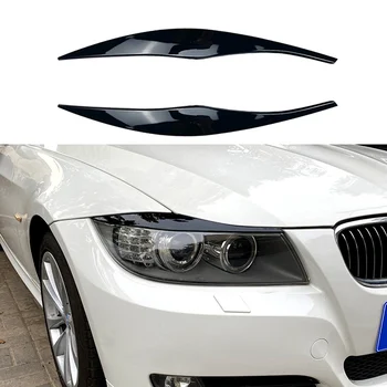 BMW 3-as sorozathoz E90 E91 320I 330I 2005-2012 Első fényszóró burkolat Díszítő szalag szemöldökvédő díszítő matrica fényes fekete