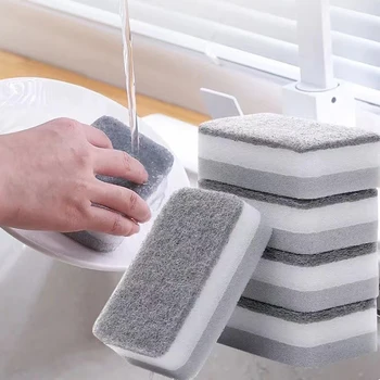 Új kétoldalas szivacs sűrített mosogatókendő súrolópárna tisztítókefe pamut edénykefe