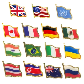 9db Ország Világ zászlók Bross kitűzők Nemzeti zászló brossok USA Ca Anglia Oroszország Ukrajna Ausztrália Franciaország Németország Mexikó Brazília