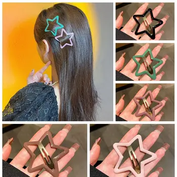 Hollow Star BB Hair Clip személyre szabott ötszögletű Star Metal Y2k hajtűfej Színes oldalsó barretták Női
