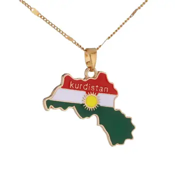 Kurdisztáni régió Térkép Medál nyakláncok Kurd arany szín Koerdistan Charm Nők Férfi ékszerek