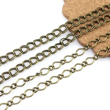 5 méter/csomag Antik bronz színű ömlesztett láncok széles 7*8mm dupla gyűrű nőknek Ékszerkészítés Megállapítások Alkatrészek