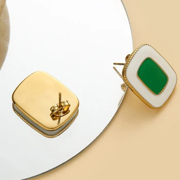 Luxus geometrikus négyzet alakú fülbevaló nőknek Divat olajcsepp zöld-fehér színű fülbevaló Party ékszer ajándékok