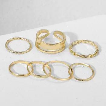 7 db/készlet gyűrű szett hordozható hölgy ujjgyűrű több forma kreatív hölgy ujjgyűrű divatos 9 részes női gyűrű randevúkhoz
