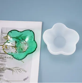 DIY kristály szilikon penész virág lemez kis lengőasztal konténer cukorka gyümölcs tároló lemez tükörgyanta penész lakberendezés