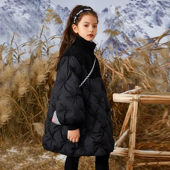 Téli pamuttal párnázott kabátok lányoknak kabátok gyerekeknek téli kabátok gyerekeknek pehely paplanok téli kabát 6-16 éves gyerekeknek