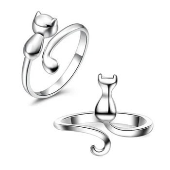 N58F Macskatárskereső gyűrűk Horgolt gyűrűk Szemet gyönyörködtető macska ujjgyűrűk Állítható gyűrűk