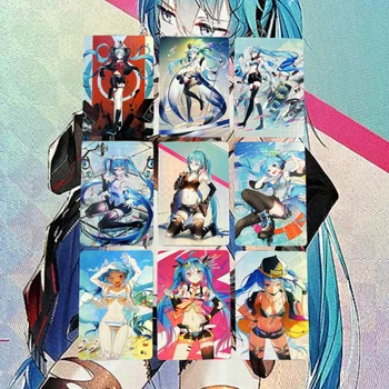 9db/set ACG kártyák Anime játék karakterek Lány Hatsune Miku fürdőruha Saját készítésű gyűjtemény fénytörés Flash kártyák Anime játékok ajándék