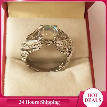 Színes holdkőgyűrű női angyal cirkon ujjgyűrű divat vintage természetes kő kristály gyűrű esküvői zenekarok ékszer ajándékok