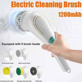 5in1 többfunkciós kézi elektromos tisztítókefe készlet cipőkhöz mosogatás USB újratölthető vízálló fürdőszobai konyhai eszköz