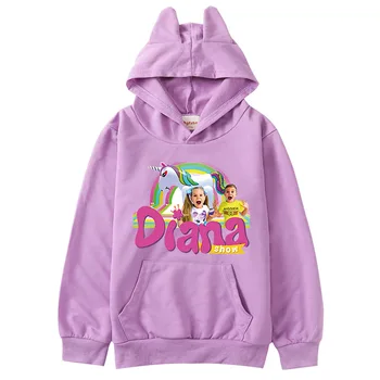 Gyerekek Aranyos Diana és Roma Show ruhák Toddler Girls Rajzfilm kapucnis pulóverek Kisfiúk Hosszú ujjú kapucnis pulóverek Gyermekruházat
