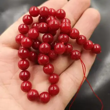 8mm természetes vörös jáde kerek gyöngyök ékszerkészítéshez DIY zsinóros karkötő gyöngyös nyaklánc charmok Jádes gyöngy ékszer kiegészítők