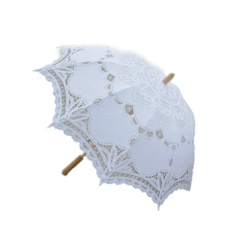 3Db 80Cm viktoriánus csipke hímzés esküvői esernyő menyasszonyi napernyő, fehér