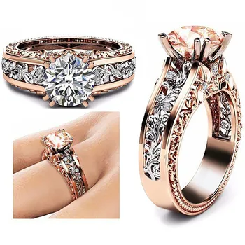 Női színelválasztás Rózsa arany gyűrű divat Luxus esküvői eljegyzés Virággyűrű gyűrűk nőknek Ingyenes szállítás кольца