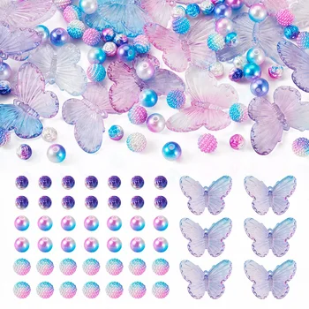 100Pcs Mix akril gyöngyök Pillangó bogyó utánzat gyöngy laza gyöngyök fülbevalókhoz Neckalce ékszerkészítés DIY kiegészítők