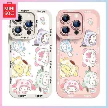 Új miniso Sanrio Hello Kitty Kuromi My Melody Phone Case rajzfilm Kawaii Iphone14Promax teljes csomag Anti-Drop 13/12/11 Xr ajándék